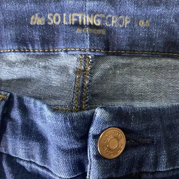CHICOS So Lifting Cropped Jeans Slimming Stretch Denim Mid-Rise Women 0.5 6 Blue - Picture 3 of 8